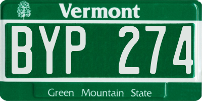 VT license plate BYP274