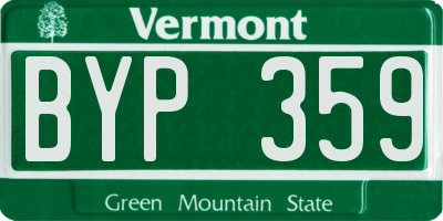 VT license plate BYP359