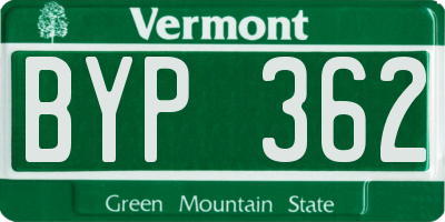 VT license plate BYP362