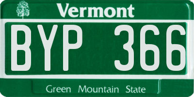 VT license plate BYP366