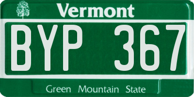 VT license plate BYP367
