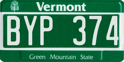 VT license plate BYP374