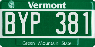 VT license plate BYP381