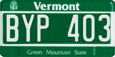VT license plate BYP403