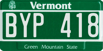 VT license plate BYP418
