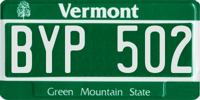 VT license plate BYP502