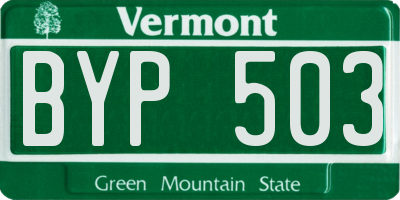 VT license plate BYP503
