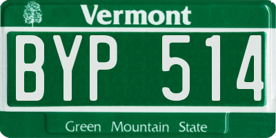 VT license plate BYP514