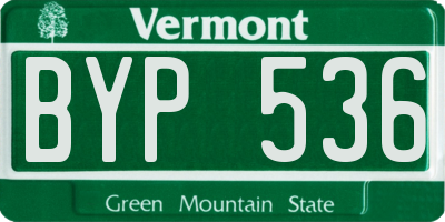 VT license plate BYP536