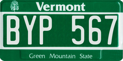 VT license plate BYP567