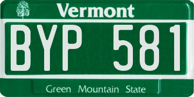 VT license plate BYP581