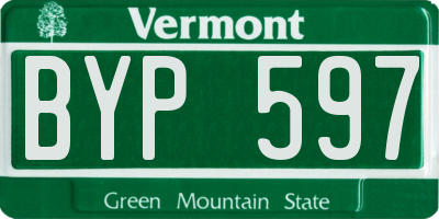 VT license plate BYP597