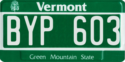 VT license plate BYP603