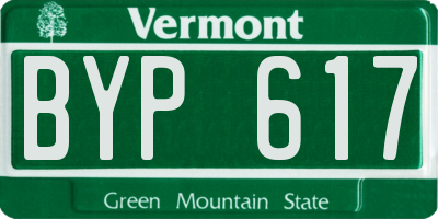 VT license plate BYP617