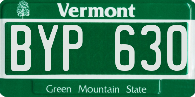 VT license plate BYP630