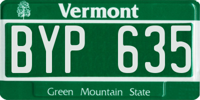 VT license plate BYP635