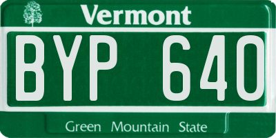 VT license plate BYP640