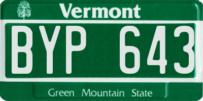 VT license plate BYP643