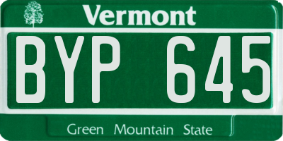 VT license plate BYP645