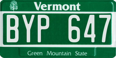 VT license plate BYP647