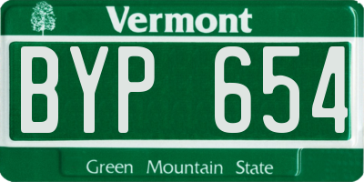 VT license plate BYP654
