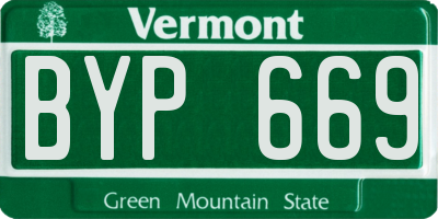 VT license plate BYP669