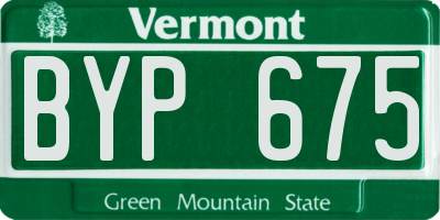 VT license plate BYP675