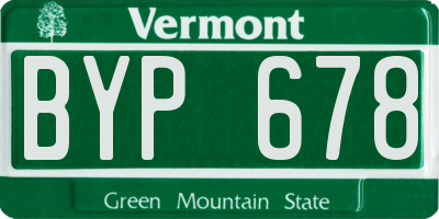 VT license plate BYP678