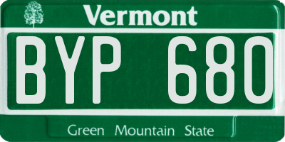 VT license plate BYP680