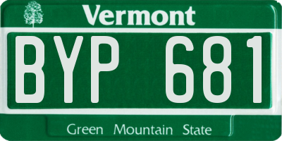 VT license plate BYP681