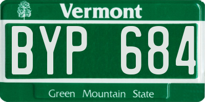 VT license plate BYP684