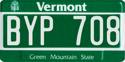 VT license plate BYP708