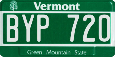 VT license plate BYP720