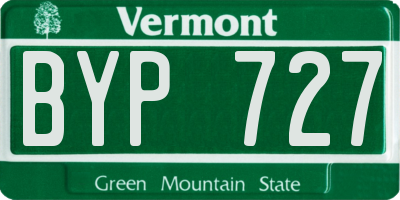 VT license plate BYP727