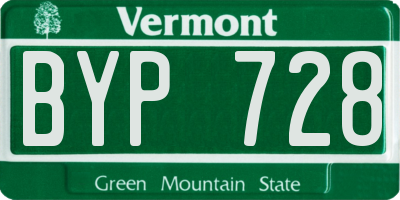 VT license plate BYP728