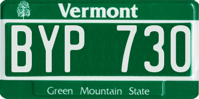 VT license plate BYP730