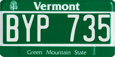 VT license plate BYP735