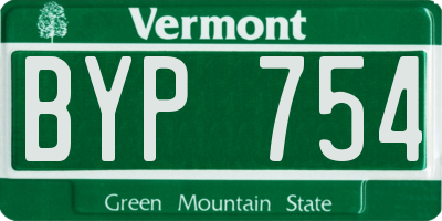VT license plate BYP754
