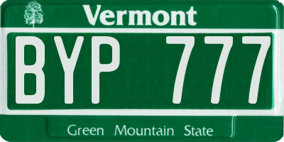 VT license plate BYP777