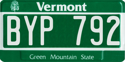 VT license plate BYP792
