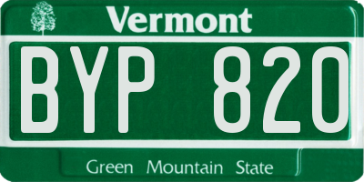 VT license plate BYP820