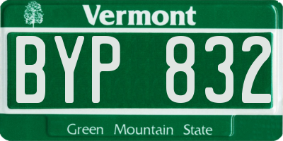 VT license plate BYP832