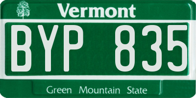 VT license plate BYP835