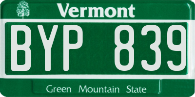 VT license plate BYP839
