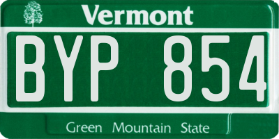 VT license plate BYP854