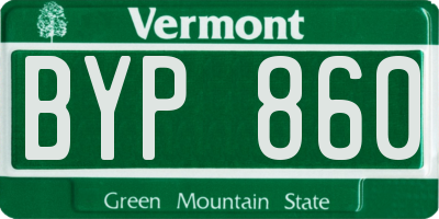 VT license plate BYP860