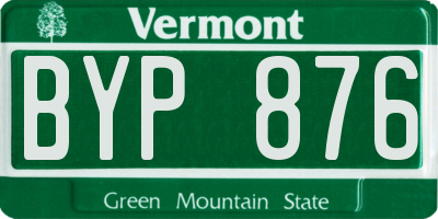 VT license plate BYP876