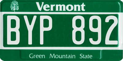 VT license plate BYP892