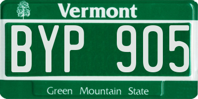 VT license plate BYP905