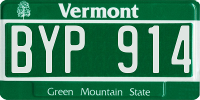 VT license plate BYP914